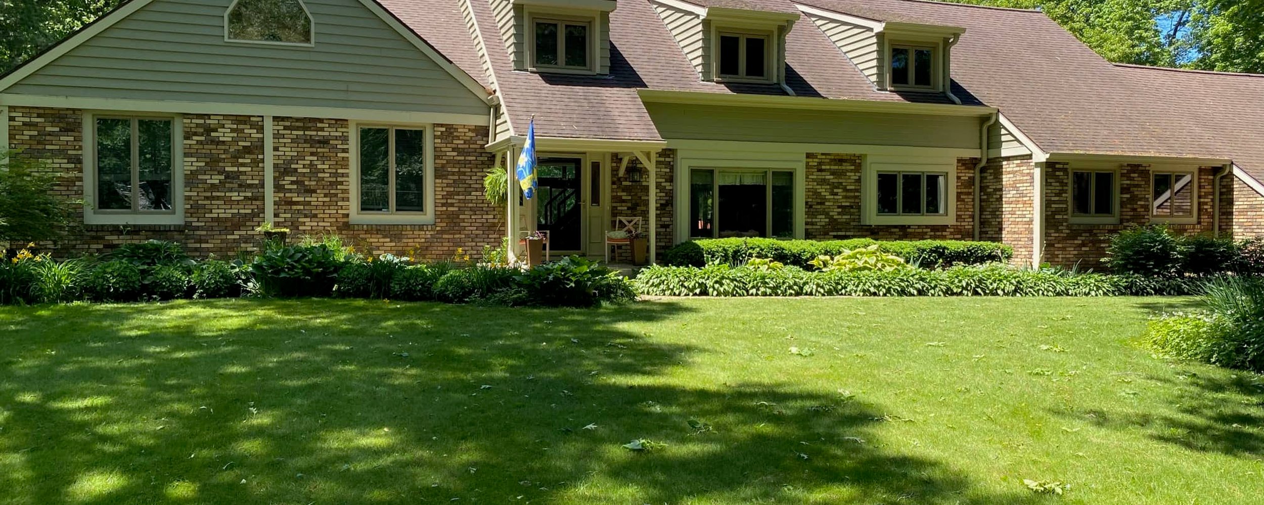 Painted house at dusk